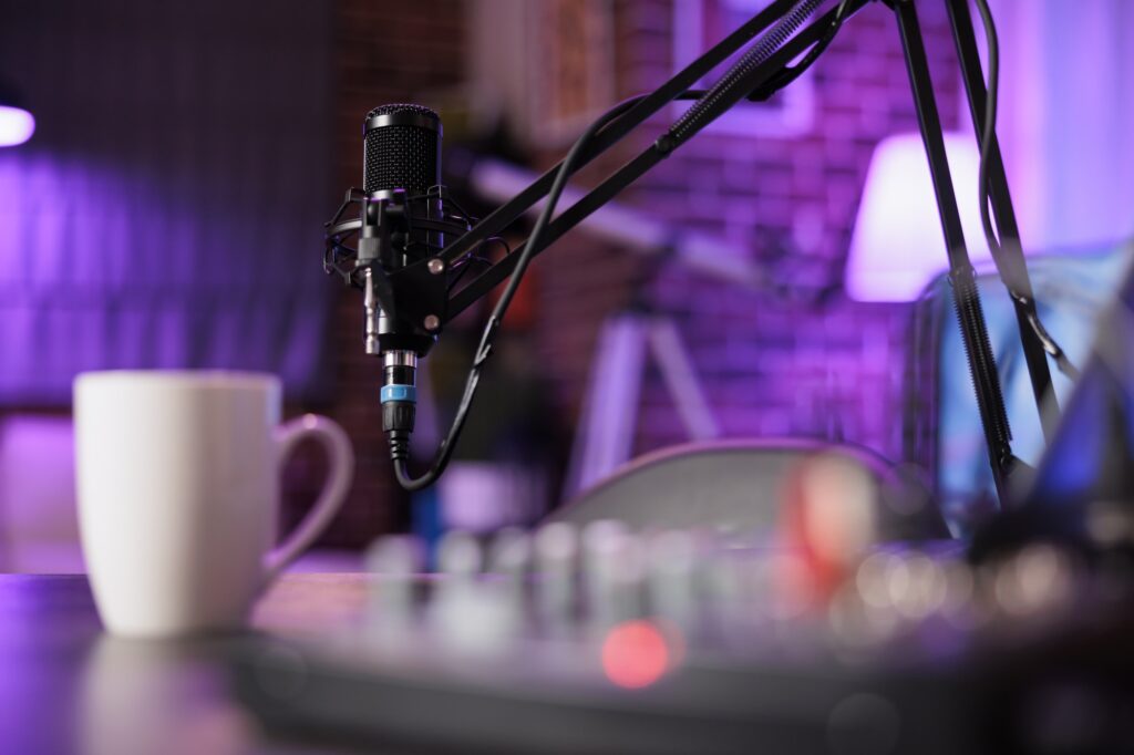 Empty home studio with radio equipment